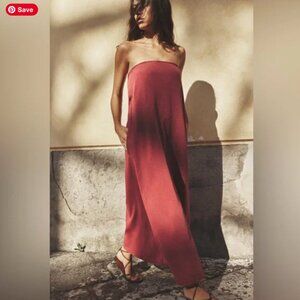 Zara Washed Heavy Cotton Dress in Burgundy